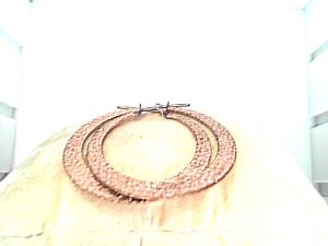 Lady's Rose Gold Sterling Silver Cresent 925/Rg MEDHoops Earrings