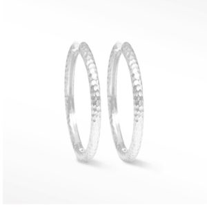NINA WYNN  FORGED White SS Hammered/ Forged Hoop Earrings 30mm