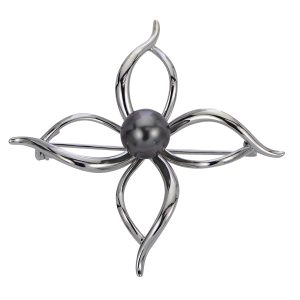 Sterling Silver Tahitian Pearl Brooch