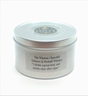 The Winston Churchill Tobacco & Fireball Whiskey "I Drink a Great Deal, and Smoke Cigar after Cigar" in 7 oz Vintage Platinum Tobacco Tin
Hand Poured in Colorado, Infused Organic Soy Candle.