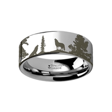 Alternative Metals
ENGRAVED WOLVES
METAL TYPE: Tungsten Carbide
WIDTH: 6MM
PROFILE: Domed Beveled
FINISH: engraved wolves
SIZE: 11