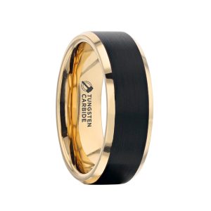 Alternative Metals
GASTON Gold Plated Tungsten Polished Beveled Ring with Brushed Black Center - 8mm
sz14.5