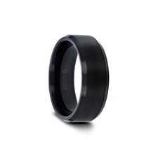 Alternative Metals 
ELISE  Brushed Black Tungsten  Size 9 WIDTH: 8
PROFILE: Flat Beveled