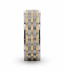MONTROSE Wavy Gold and Gunmetal Texture Pattern Inlaid Titanium Men's Wedding Band with Flat Polished Profile - 8mm