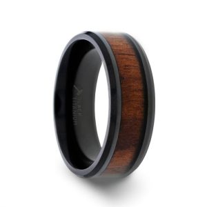 KONY Black Titanium Alternative Metals Size 11 WOOD/INLAY: Black Walnut
PROFILE: Flat Beveled 8mm