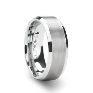Thorsten SHEFFIELD Tungsten Carbide Brushed Alternative Metals Size 11 PROFILE: Flat Beveled 8mm