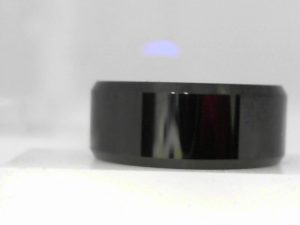 THORSTEN SACRAMENTO Black Tungsten Carbide Alternative Metals Size 11 PROFILE: Flat Beveled