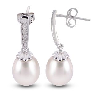 14KT White Gold Freshwater Pearl Earring