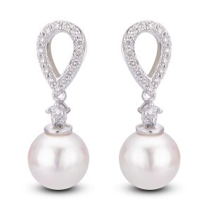 14KT White Gold Akoya Pearl Earring