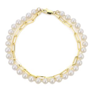 14KT Yellow Gold Freshwater Pearl Bracelet