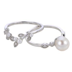 14KT White Gold Freshwater Pearl Set