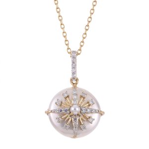 14KT Yellow Gold Freshwater Coin Pearl Necklace