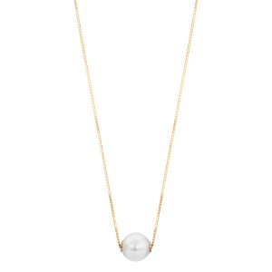 14KT Yellow Gold Akoya Pearl Solitaire Necklace