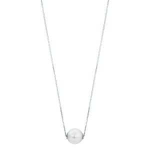 14KT White Gold Akoya Pearl Solitaire Necklace