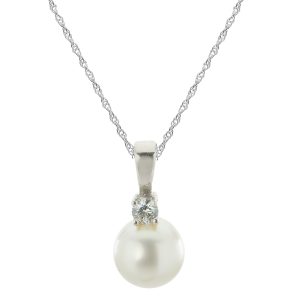 14KT White Gold Freshwater Pearl Pendant