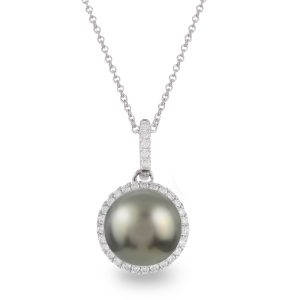 14KT White Gold Tahitian Pearl Pendant