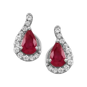 14K White Gold Ruby/Diamond Earrings