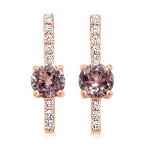 14K Rose Gold Lotus Garnet/Diamond Earrings