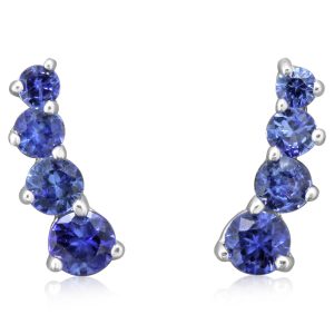 14K White Gold Sapphire Earrings