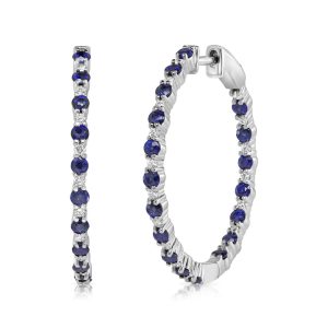 14K White Gold Sapphire/Diamond Earrings