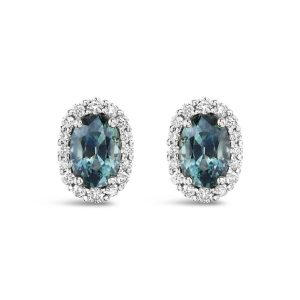 14K White Gold Montana Sapphire/Diamond Earrings