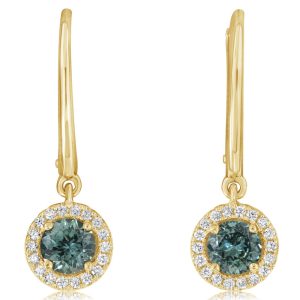14K Yellow Gold Montana Sapphire/Diamond Earrings