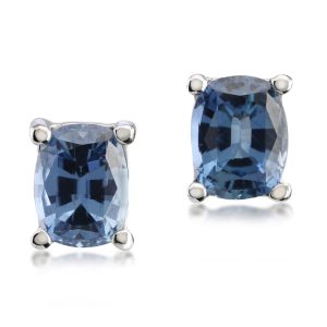 14K White Gold Yogo Sapphire Earrings