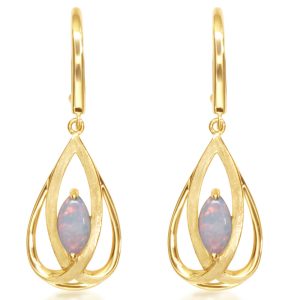 14K Yellow Gold Australian Opal Earrings