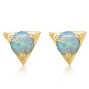 14K White Gold Australian Opal Earrings