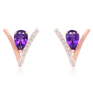 14K Rose Gold Amethyst/Diamond Earrings