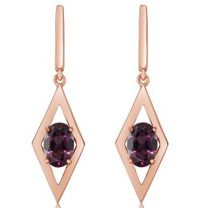 14K Rose Gold Rhodolite Garnet Earrings