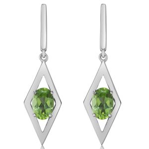 14K White Gold Peridot Earrings