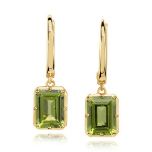 14K Yellow Gold 6x8 mm Octagon Peridot Earrings