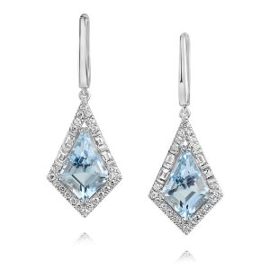 Platinum Aquamarine/Diamond Earrings