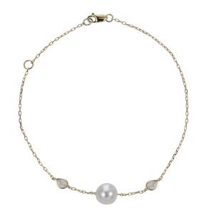 14KT Yellow Gold Akoya Pearl & LGD Bracelet