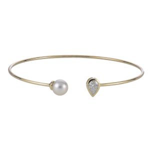 14KT Yellow Gold Akoya Pearl & LGD Bracelet