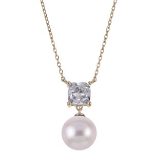 14KT Yellow Gold Akoya Pearl & LGD Necklace