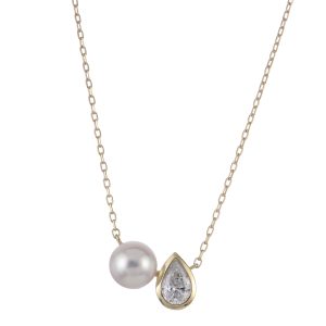 14KT Yellow Gold Akoya Pearl & LGD Necklace