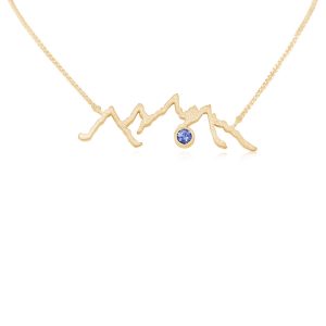 14K Yellow Gold Wire Mountain Montana Sapphire Neckpiece(1-Stone)