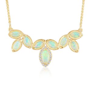 14K Yellow Gold Australian Opal/Diamond Neckpiece