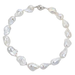 Sterling Silver Freshwater Baroque Pearl Necklace