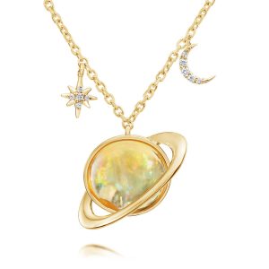 14K Yellow Gold Mexican Fire Opal/Diamond Neckpiece