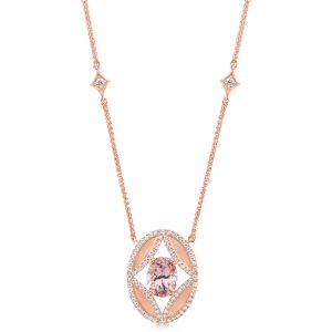 14K Rose Gold Lotus Garnet/Diamond Neckpiece
