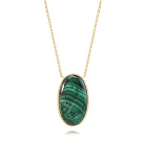 14K Yellow Gold Chatoyant Malachite Neckpiece