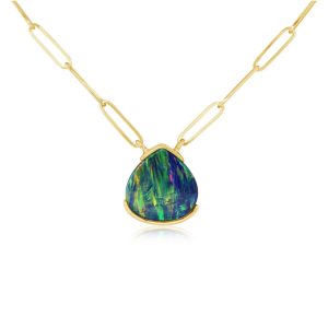 14K Yellow Gold Australian Opal Doublet Neckpiece