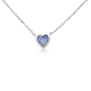 14K White Gold Australian Opal Doublet Neckpiece