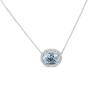14K White Gold Aquamarine/Diamond Neckpiece