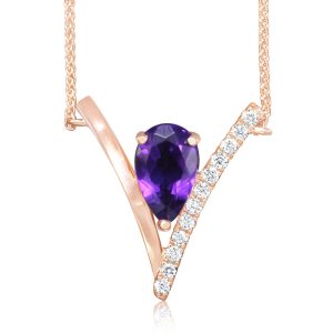 14K White Gold Amethyst/Diamond Neckpiece