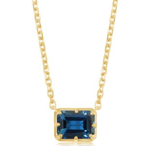 14K Yellow Gold 6x8 mm Octagon London Blue Topaz Neckpiece