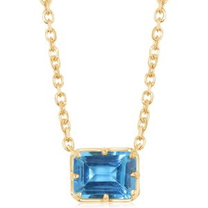 14K Yellow Gold 6x8 mm Octagon Blue Topaz Neckpiece